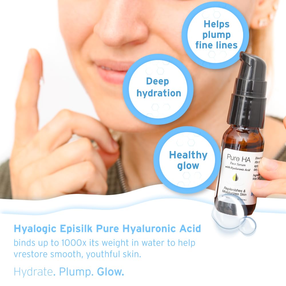 Hyalogic Pure Hyaluronic Acid Serum for Face - Hydrating, Non-Greasy, Fragrance-Free, 0.47 Ounce