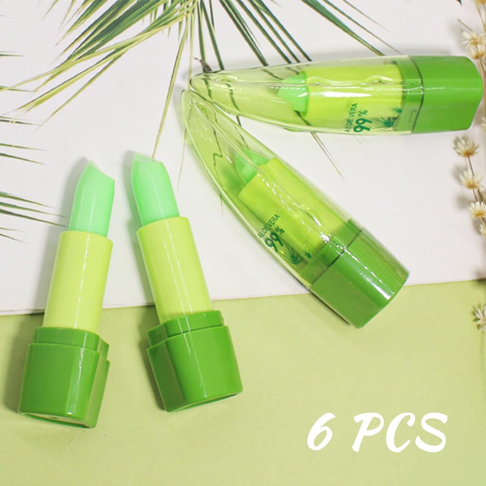 BINGBRUSH Aloe Vera Color Changing Lipstick Queen,Long Lasting Lip Care Nutritious Plumper Lip Balm Moisturizer Magic PH Temperature Color Change Lip Gloss Makeup Set for Women