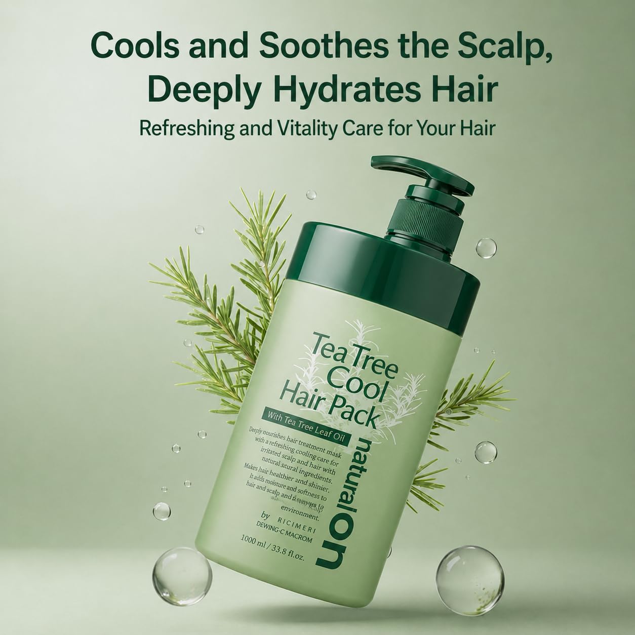 Daeng Gi Meo Ri - Tea Tree Cool Hair Pack, Scalp and Hair Nutrtion Care with Tea tree Oil, Freshness to Oily Scalp, Moisture to Dry Hair, 1000ml