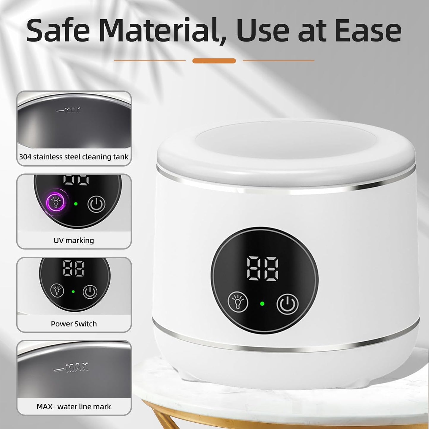 Ultrasonic Retainer Cleaner - Professional Dental Appliance Cleaning Device | 3 Modes, 230ml, White