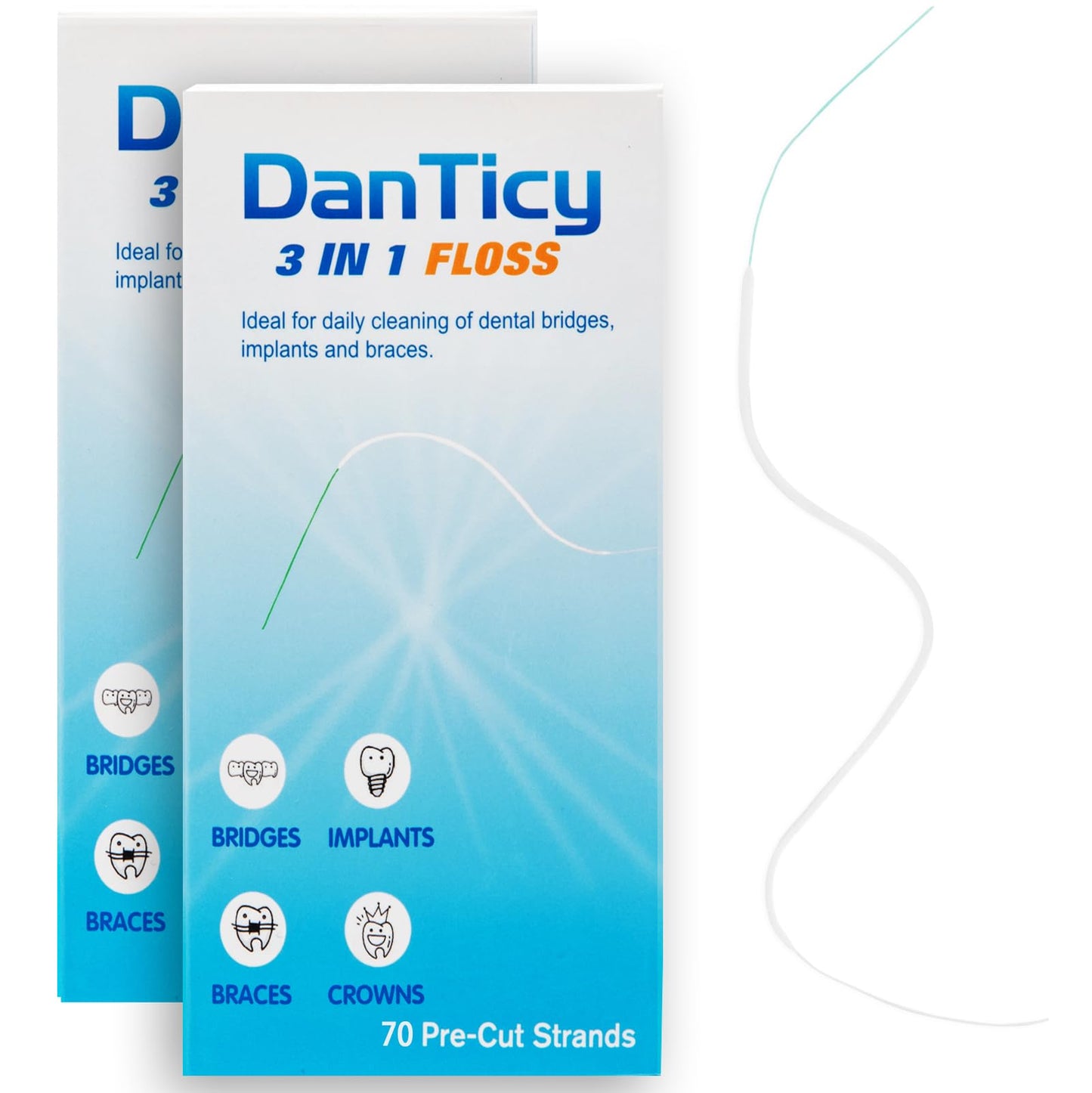 Super Floss Dental Floss for Braces, Pre-Cut Strands (2 Pack (140 Pcs))