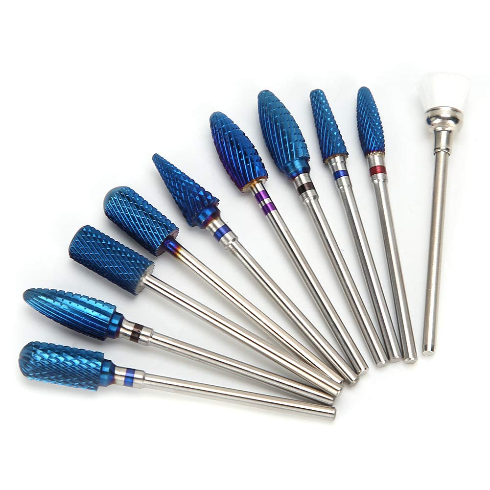 Nail Drill Bit Set, 10pcs Tungsten Steel Nail Drill Bit 3/32 inch Grinding Head Cuticle Drill Bit for Nails Manicure Set Professional Polishing Machine Tool for Pedicure