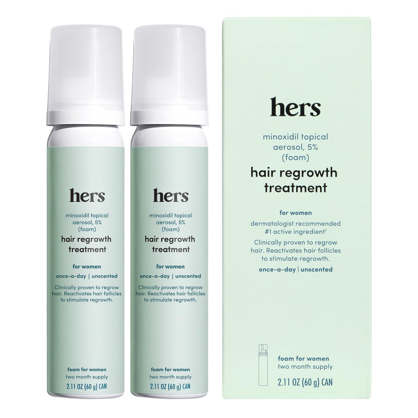 hers Minoxidil Solution - Hair Growth Treatment for Women - Clinically Proven to Reduce Hair Loss in 3-6 Months - Unscented
