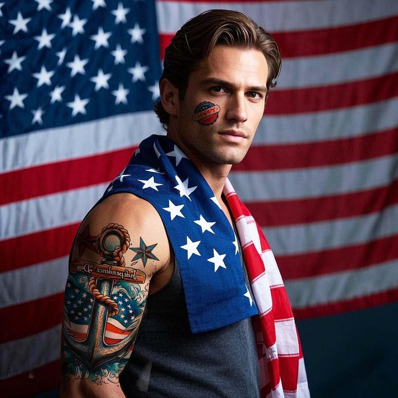32 Sheets Independence Day Temporary Tattoos, USA Flag Patriotic Waterproof Fake Tattoos, Red White Blue Party Supplies Temp Tattoo Kits 4th of July Memorial Day, Veterans Day, Summer Festivals