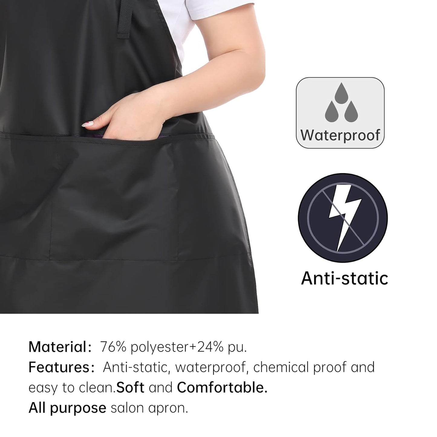 Hair Stylist Apron Bundle - Waterproof PU Leopard Print Aprons with Pockets for Haircutting & Styling