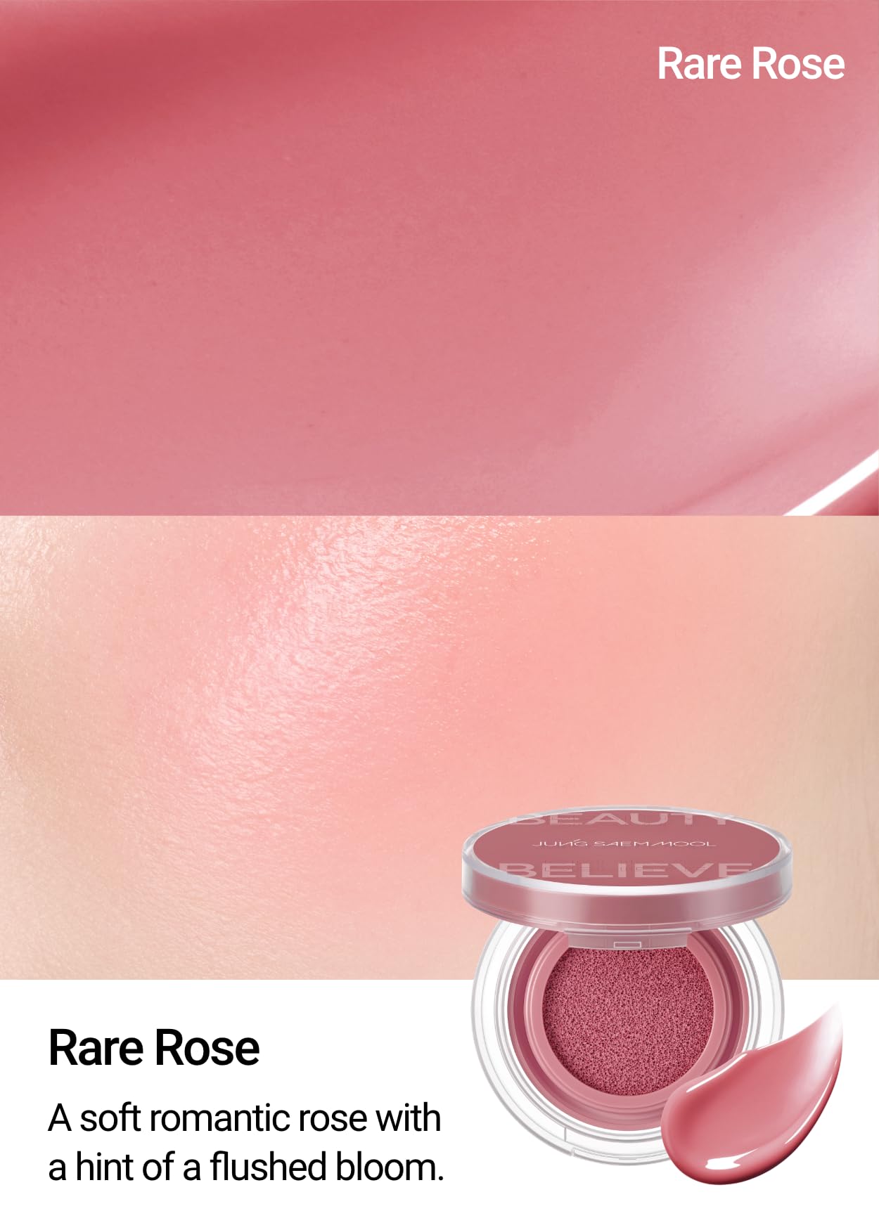 JUNG SAEM MOOL Artist Cushion Blush | Easy to Blend with Puff, Buildable Liquid Blush for Cheeks with a Natural & Dewy Finish, Korean Makeup (Dewy | Rare Rose)