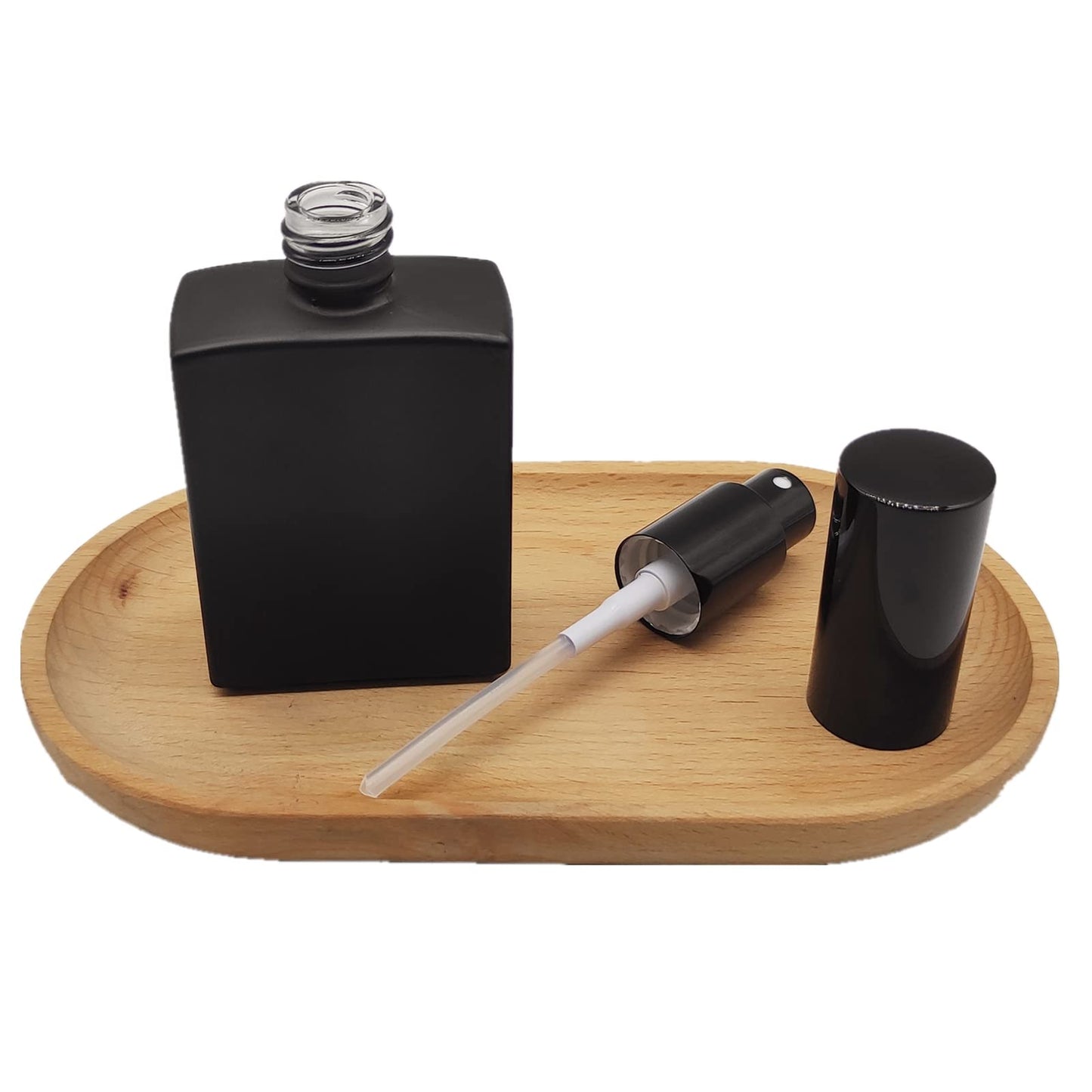 PimyRcyi 8PCS Square Glass Spray bottle,1.7oz Small Refillable Container with Fine Mist sprayer,Perfume bottle (50ml, Matte Black)