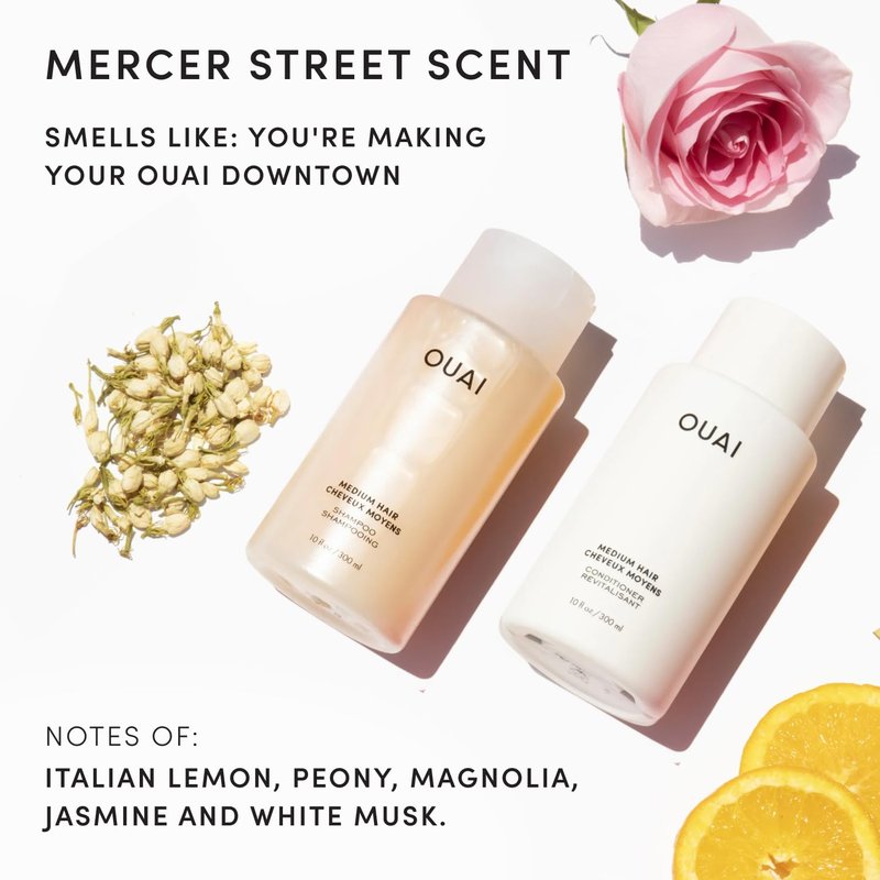 OUAI Medium Hair Shampoo & Conditioner Set, Travel Size - Hydrating Shampoo & Conditioner - With Coconut Oil, Babassu, Kumquat Extract & Keratin - Sulfate, Paraben & Phthalate Free (3 Oz)
