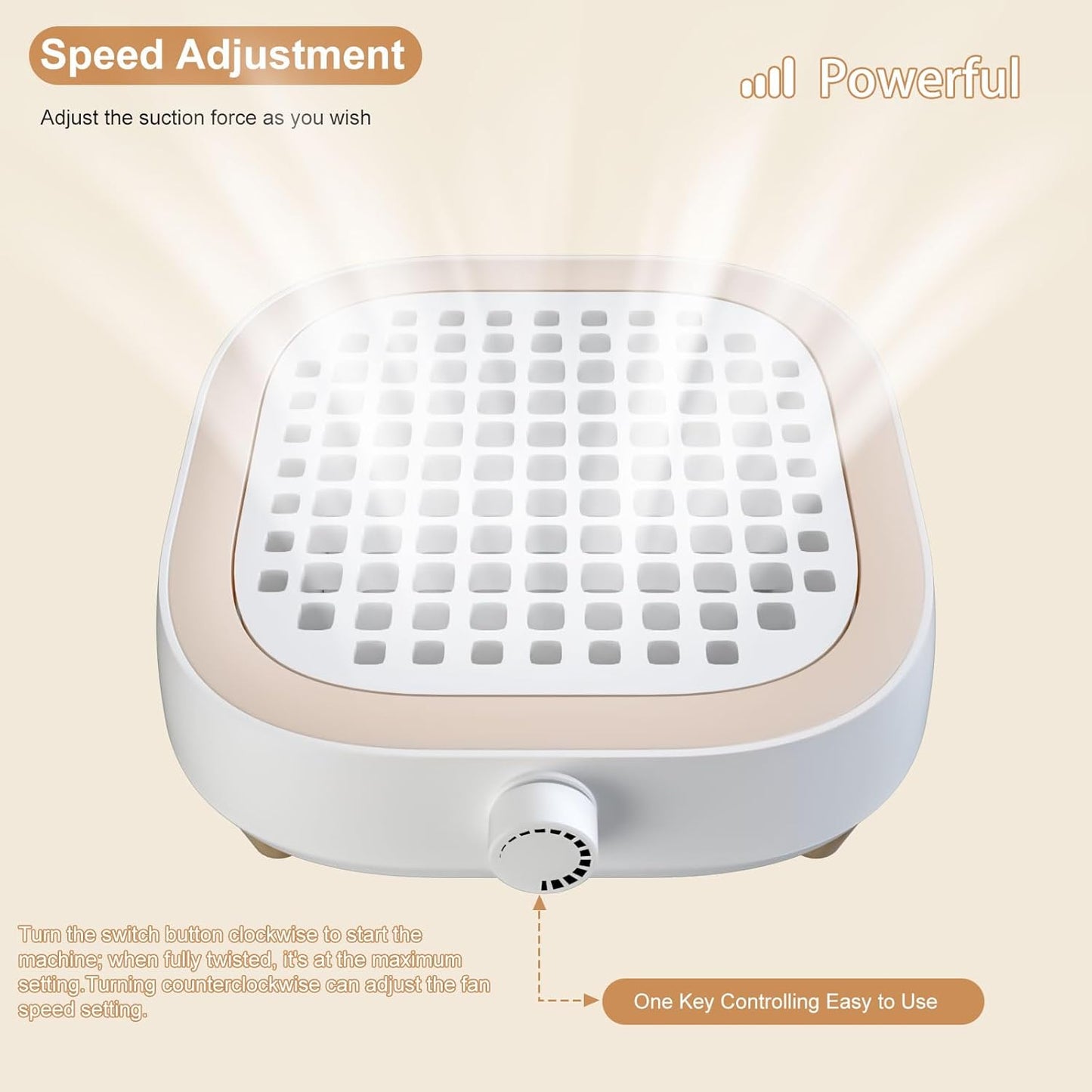 Nail Dust Collector with Reusable Filters - Powerful Vacuum Fan for Acrylic Nails, Salon & Home Use - Milk White