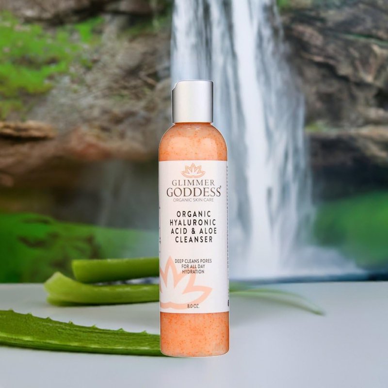 Glimmer Goddess Organic Exfoliating Face Cleanser - Anti-Aging with Micro Jojoba Pearls | 8 oz