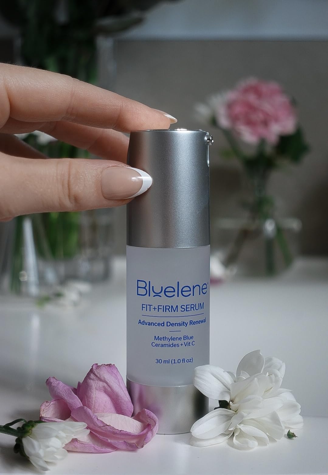 Bluelene Fit+Firm Serum, Methylene Blue, Vitamin C, Ceramides, Advanced Skin Density Renewal Serum, Anti-Aging, Restores Volume and Texture, Smooths Wrinkles, Hydrates.