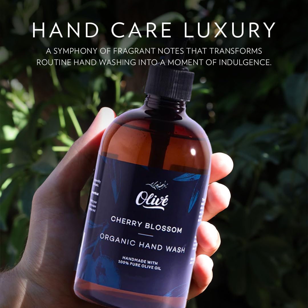 Cherry Blossom Olive Oil Hand Wash - 100% Pure, Natural Hydrating Soap | 300ml Pump for Soft, Healthy Hands