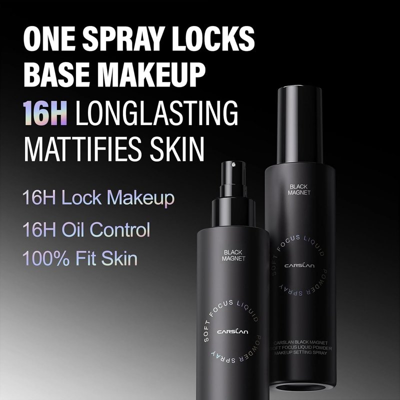 Soft Focus Setting Powder & Black Magnet Setting Spray - Long-Lasting Makeup Set
