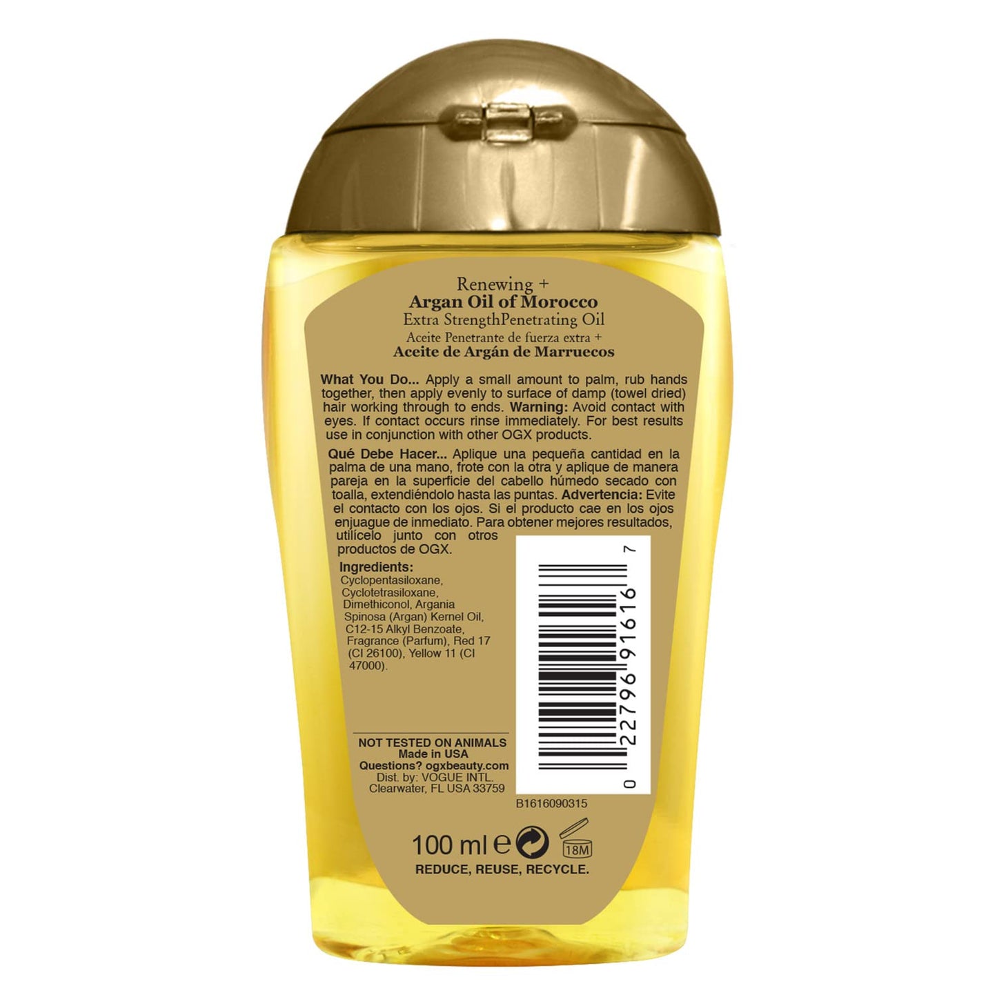 OGX Extra Strength Renewing + Argan Oil of Morocco Penetrating Hair Treatment Deep Moisturizing Serum for Dry Damaged & Coarse Paraben-Free Sulfated-Surfactants Free 3.3 fl oz