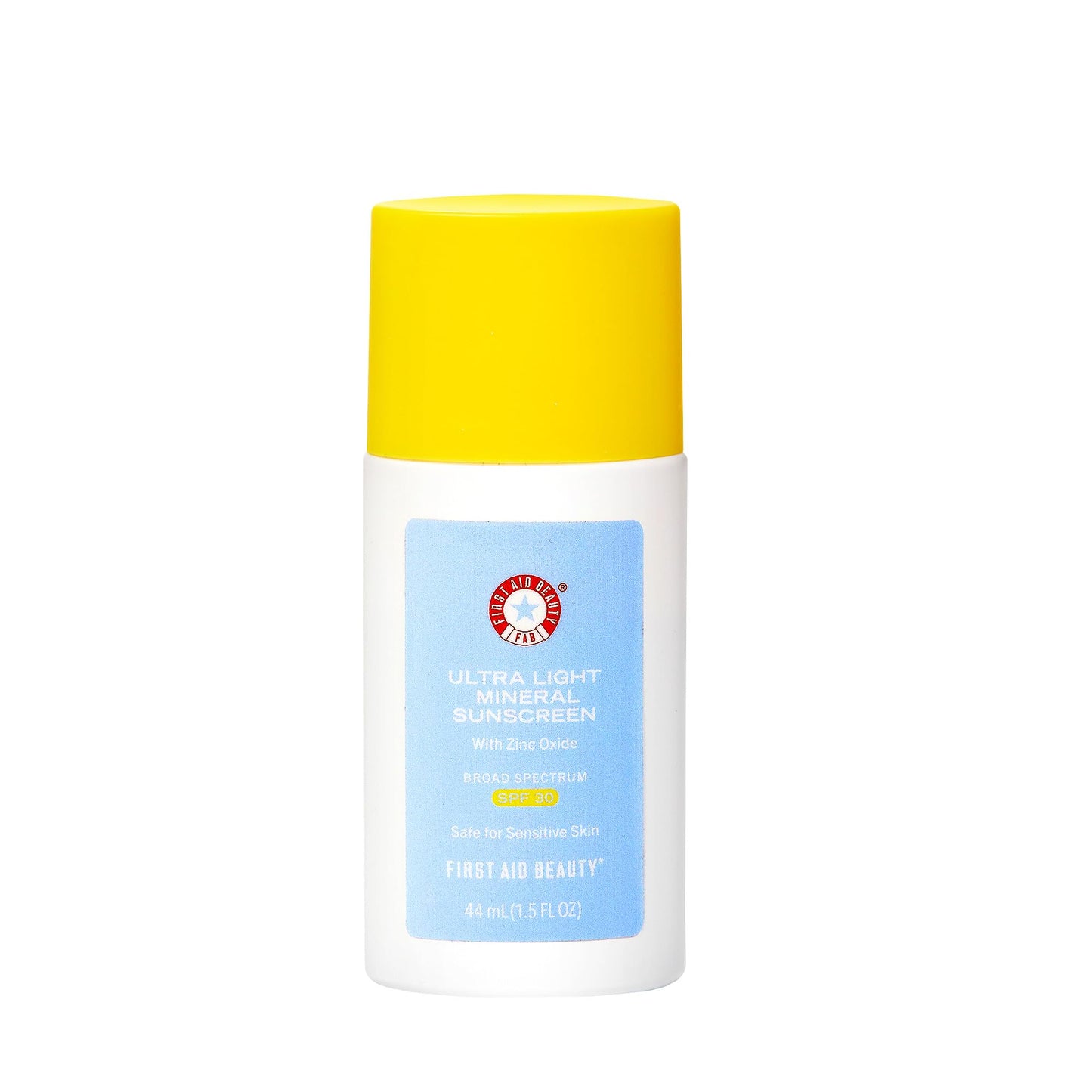First Aid Beauty Weightless Liquid Mineral Sunscreen, Zinc Oxide Broad Spectrum SPF 30, Sheer Tinted Finish, Non-Comedogenic, Sensitive Skin Safe, 1.5 oz