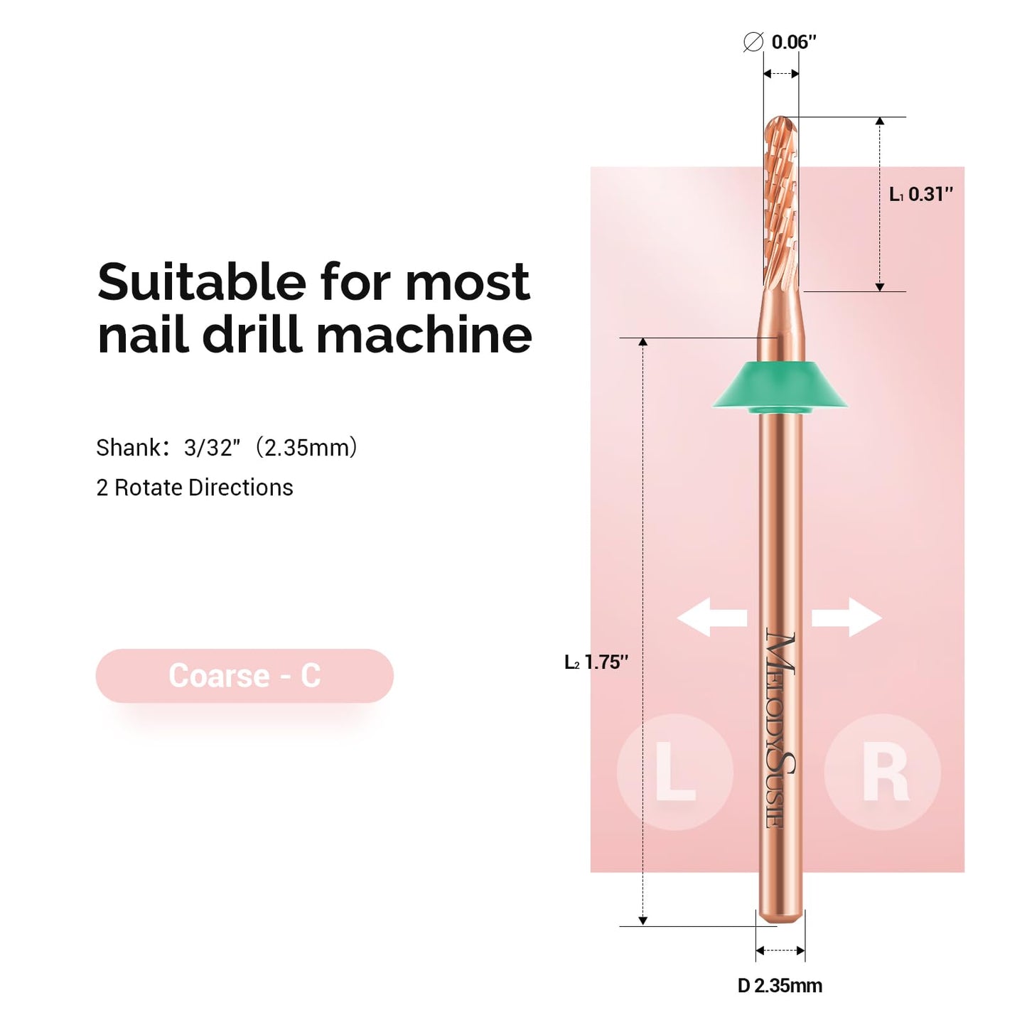MelodySusie Portable Electric Nail Drill with Upgrade Round Shape Pedicure Bit