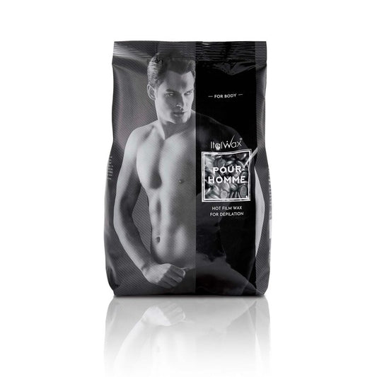 Italwax Pour Homme - 1kg / 2.2lb - Hard wax beads for hair removal - Special for man - Natural formulation - Easily removes coarse hairs - Ideal for barber shops