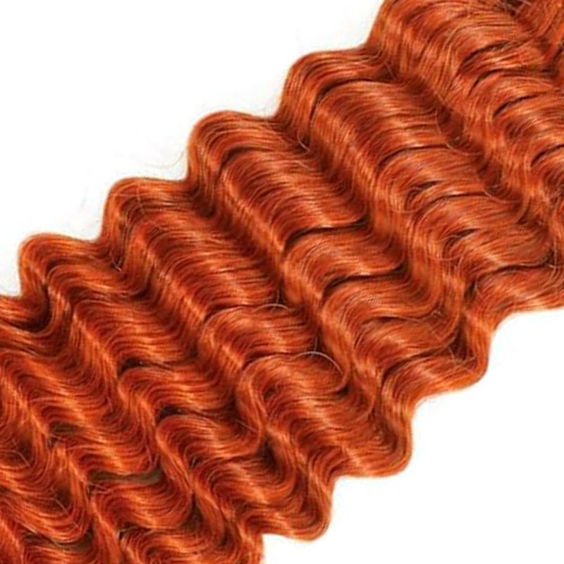 Ginger Orange Deep Wave Bulk Human Hair - 3 Bundles, 150g, 24 Inch | No Weft, 12A Curly Braiding Extensions