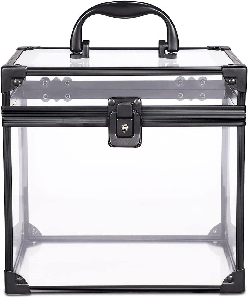 Portable Crown Case for Pageants - Clear Makeup Tools Storage, 8x7x7.5 Inch | Large Travel Toiletry Organizer with Latches