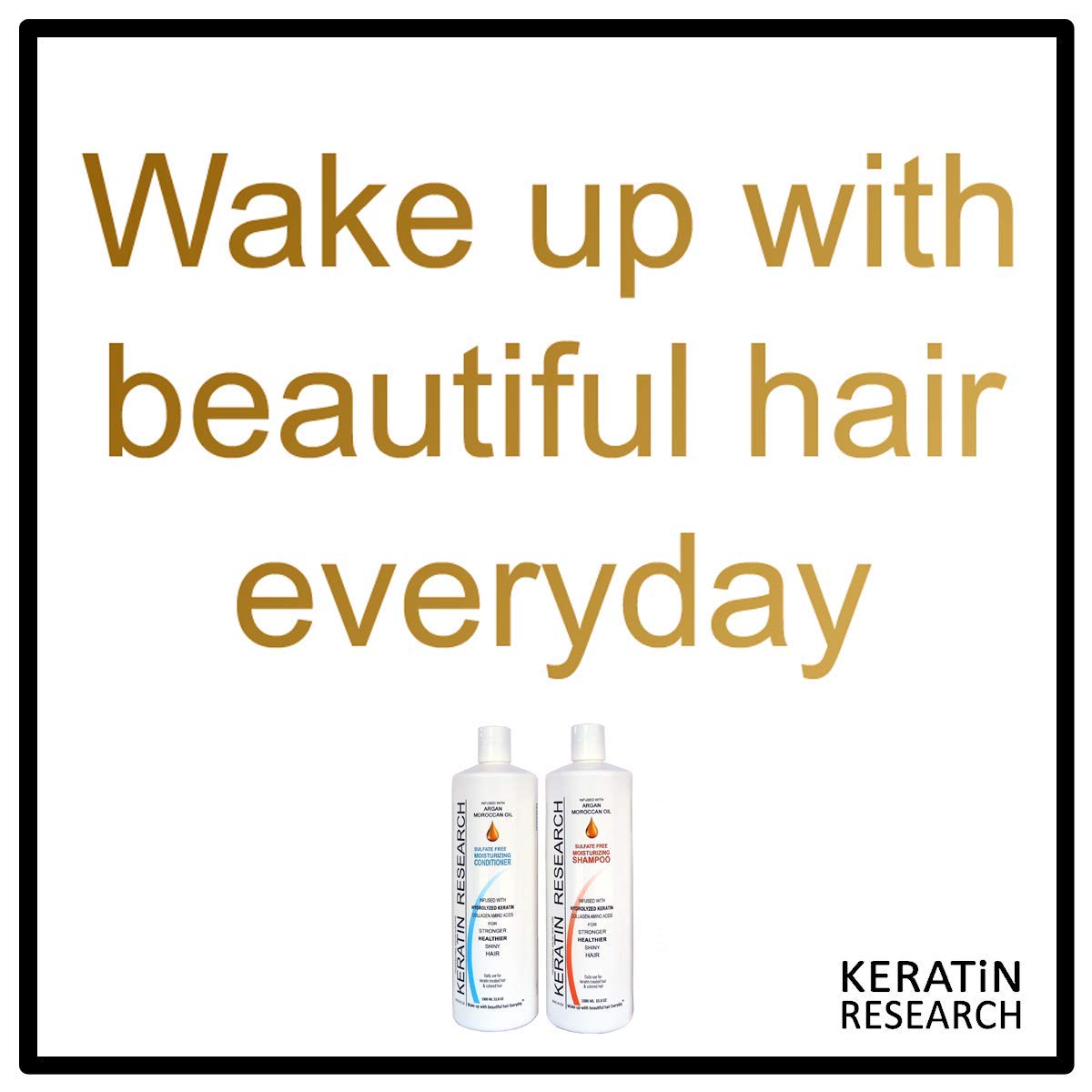 Keratin Research Natural Argan Oil Infused Sulfate Free Shampoo and Conditioner 2 bottles Value Set for Keratin Treatments, Maintainance After Care, post treatment shampoo Conditioner (300ml 2 pack)