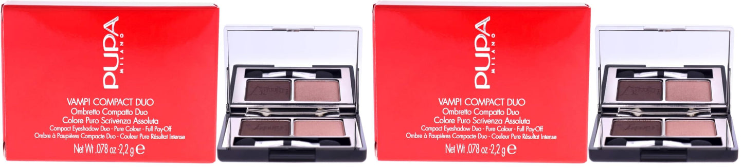 Pupa Milano Vamp! Compact Duo Eyeshadow - Adjustable Coverage And Great Blendability - High Concentration Of Pigments - Extra Fine And Texture - 004 Bronze Amber - 0.078 Oz (Pack of 2)