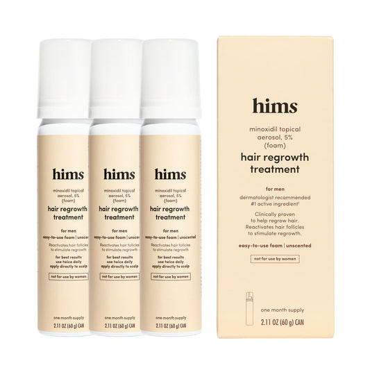 hims Hair Regrowth Treatment - Topical Minoxidil 5% Solution for Men - Extra Strength - Supports Thicker, Fuller Hair - Non-Greasy - Unscented, 3 Pack