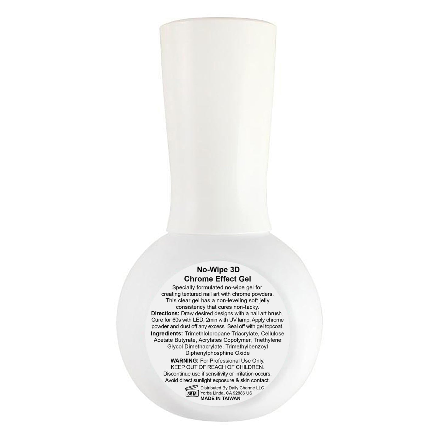 Daily Charme Chrome Effect No-Wipe Top Coat Gel Polish 15ml, High Gloss, Special Formula For Smooth Glazed Mirror Chrome Finish Long Lasting, Soak Off, Home DIY/Nail Art Salon Manicure