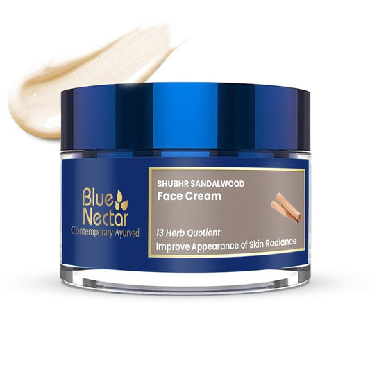 Blue Nectar Daily Moisturizer for Face for Women | Authentic Sandalwood, Turmeric & Manjistha Hydrating Day & Night Cream for Face (13 Herbs, 1.7 Oz)