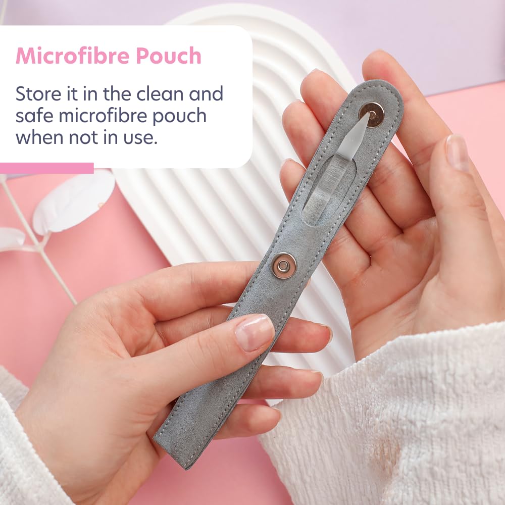 Bona Fide Beauty Czech Glass Cuticle Pusher (Clear), 1Pc with Pouch