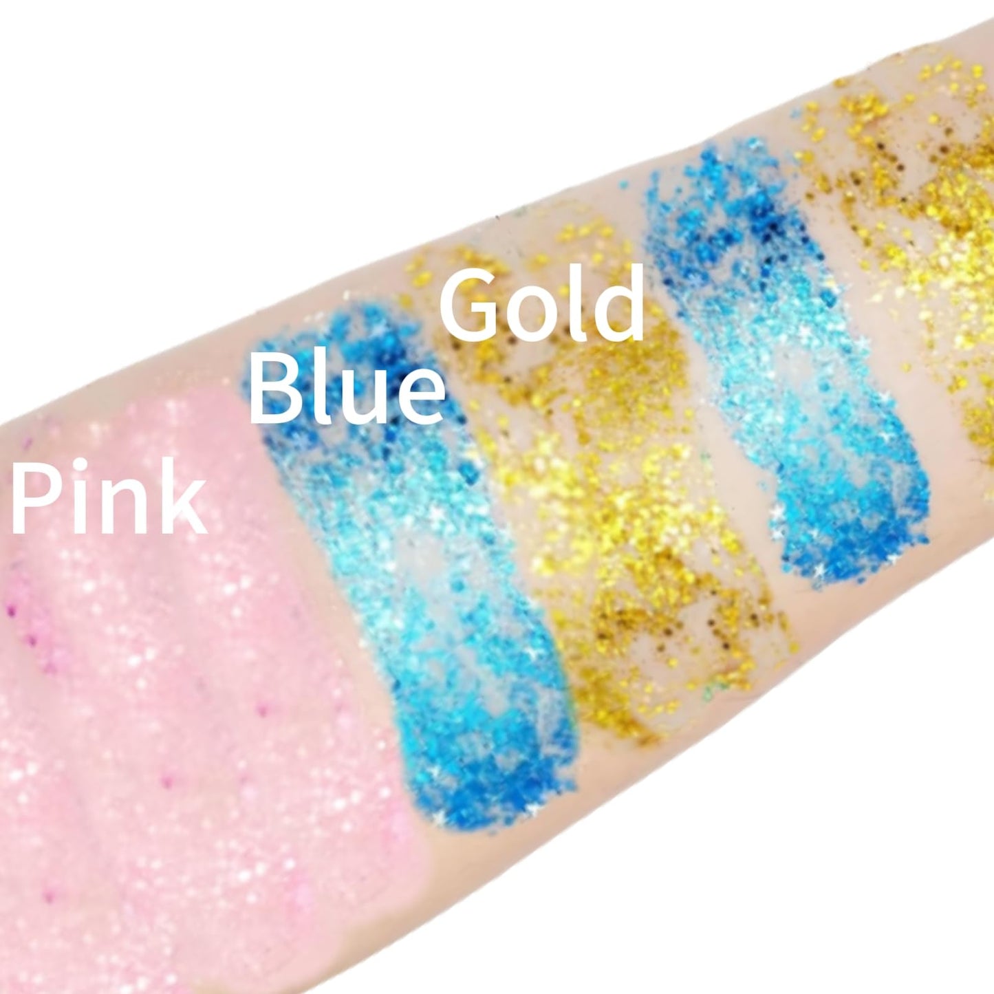 HAIOLORPRO Gold Blue Pink Body Glitter Stick, Face Hair Glitter Stick for Kids, Glitter Face Paint Hair Accessories for Women Girls Singer Concert Festival Rave Disco Party Mermaid Sparkly Makeup