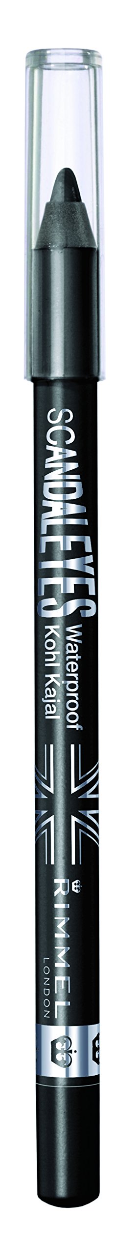 Rimmel London Scandaleyes Waterproof Kohl Kajal Eyeliner Pencil, Intense Color, Long-Wearing, Smudge-Proof, 001, Black, 0.04oz