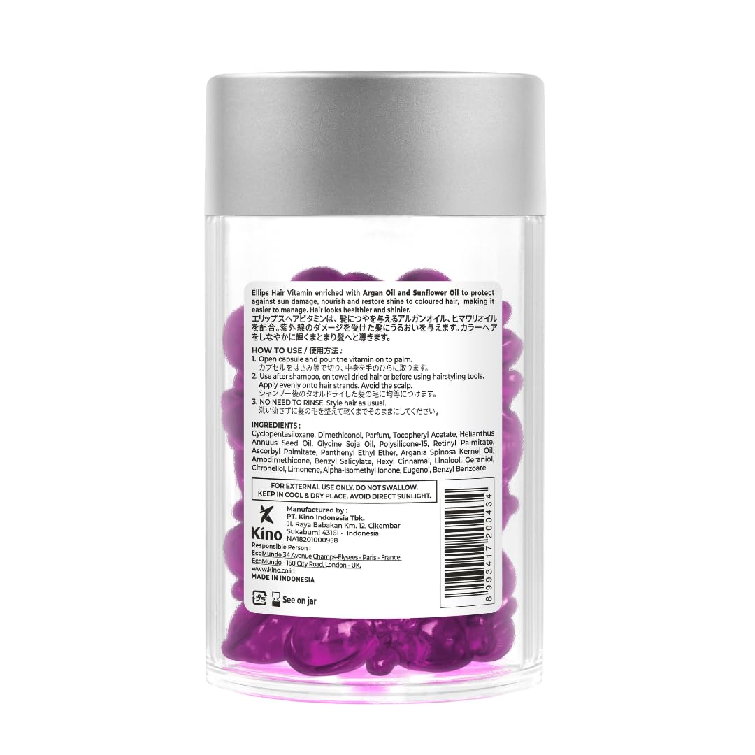 Ellips Hair Oil - Nutri Color Capsules | Heat Protectant for Color-Treated Hair - Adds Shine & Smooths Split Ends - 50 Count