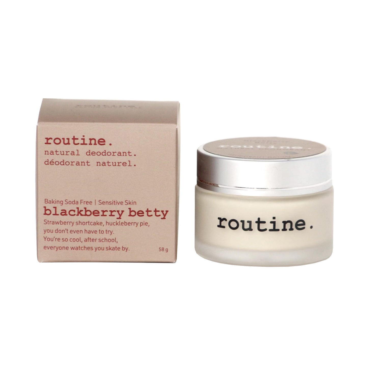Routine. Natural and Aluminum Free Deodorant (2 Fluid Oz.) for Women and Men | BlackBerry Betty No Baking Soda (Cream Jar Formula)