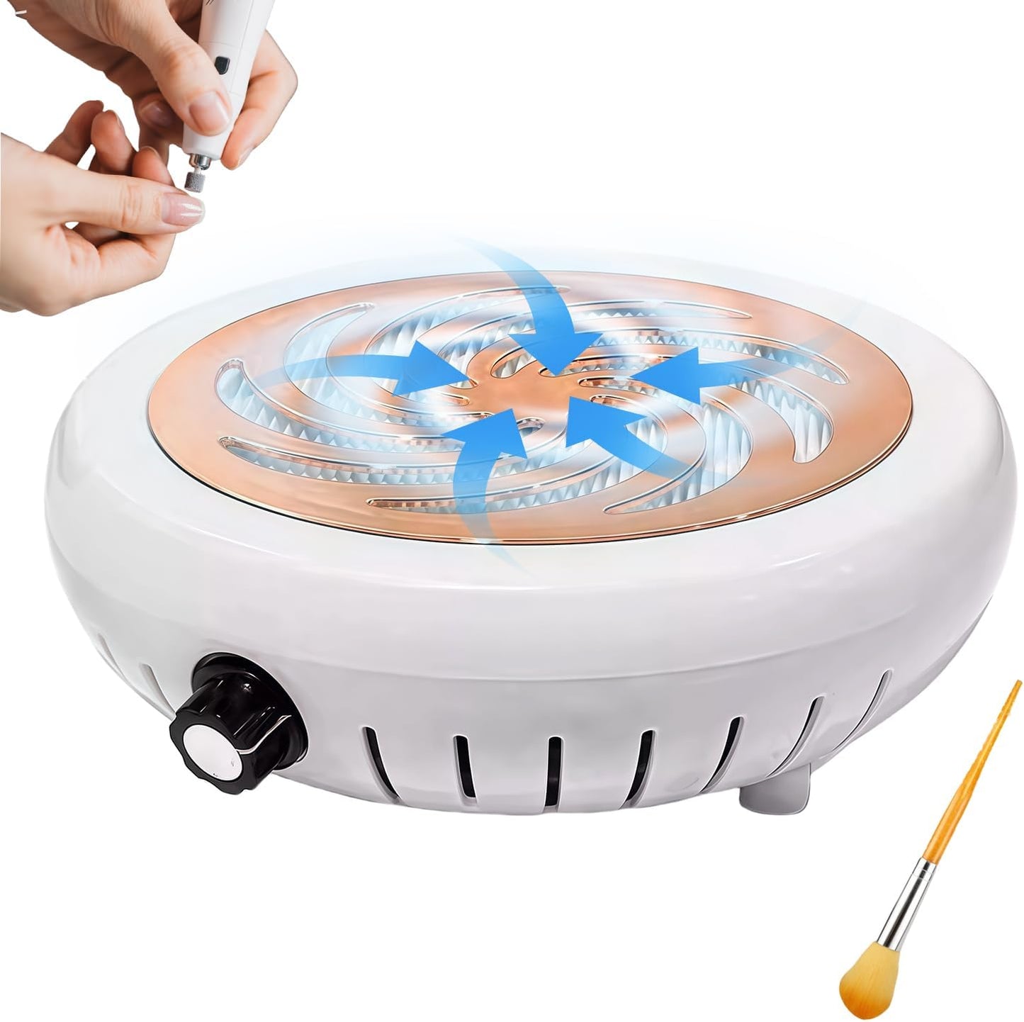 Nail Dust Collector - Compact Vacuum with Cleaner Brush & Reusable Filter | Ideal for Acrylic Nail Polishing, Home & Salon Use