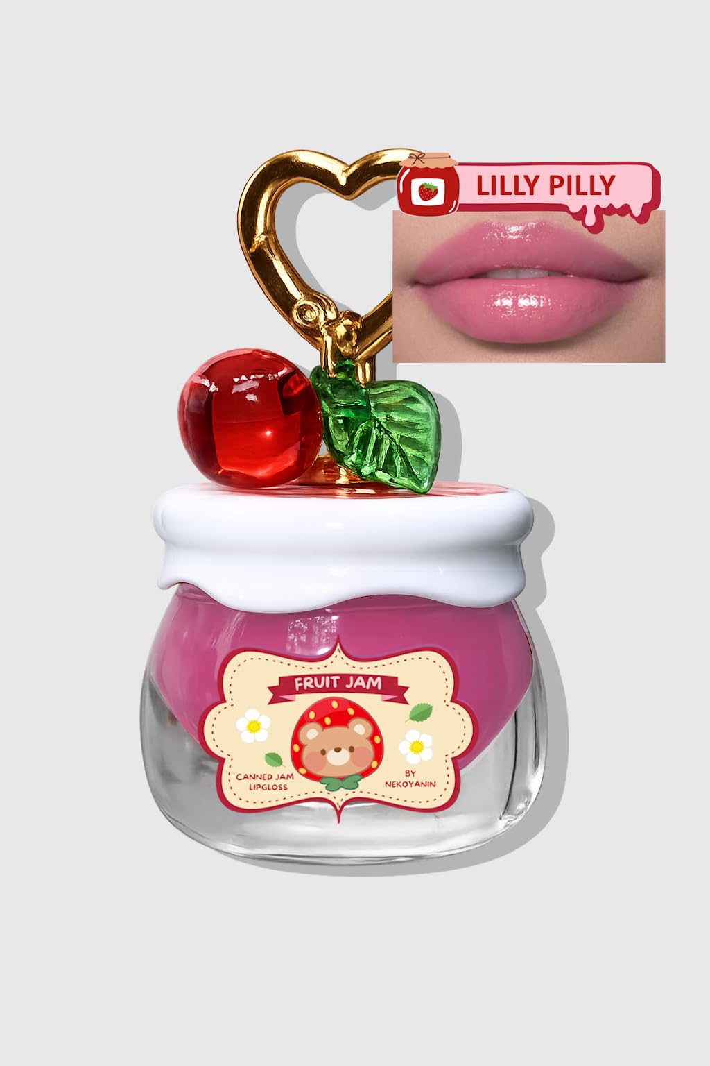 Nekoyanin Fruit Jam Lip Gloss Keychain (Lilly Pilly, 1.5oz)