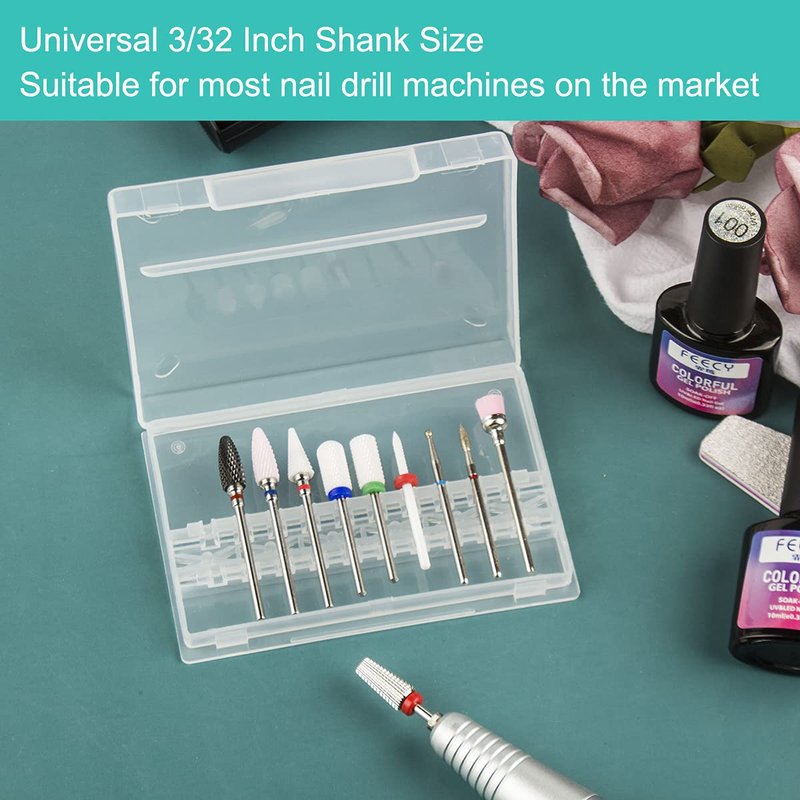Ceramic Nail Drill Bits for Acrylic Nails 3/32 Diamond Tungsten 5 in 1 Carbide Nail Bits nail bit Included for both Left and Right Handed Efile Drill Machine 10 pcs (S10-E)