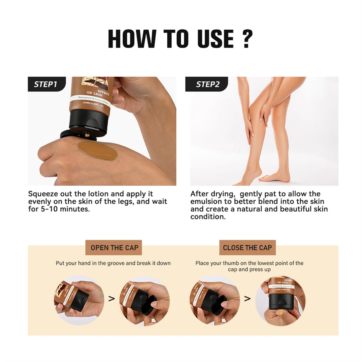 Legs Makeup Waterproof with Brush - No Transfer Body Concealer for Varicose Veins Appearance, Tattoo & Scar Cover Up for All Skin Tones, Waterproof, Medium + Bronze