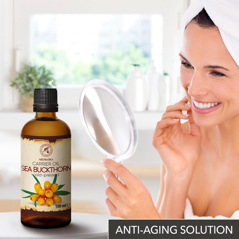 Sea Buckthorn Oil 3.4 Fl Oz | Pure Natural Carrier Oil for Hair, Face & Body Care