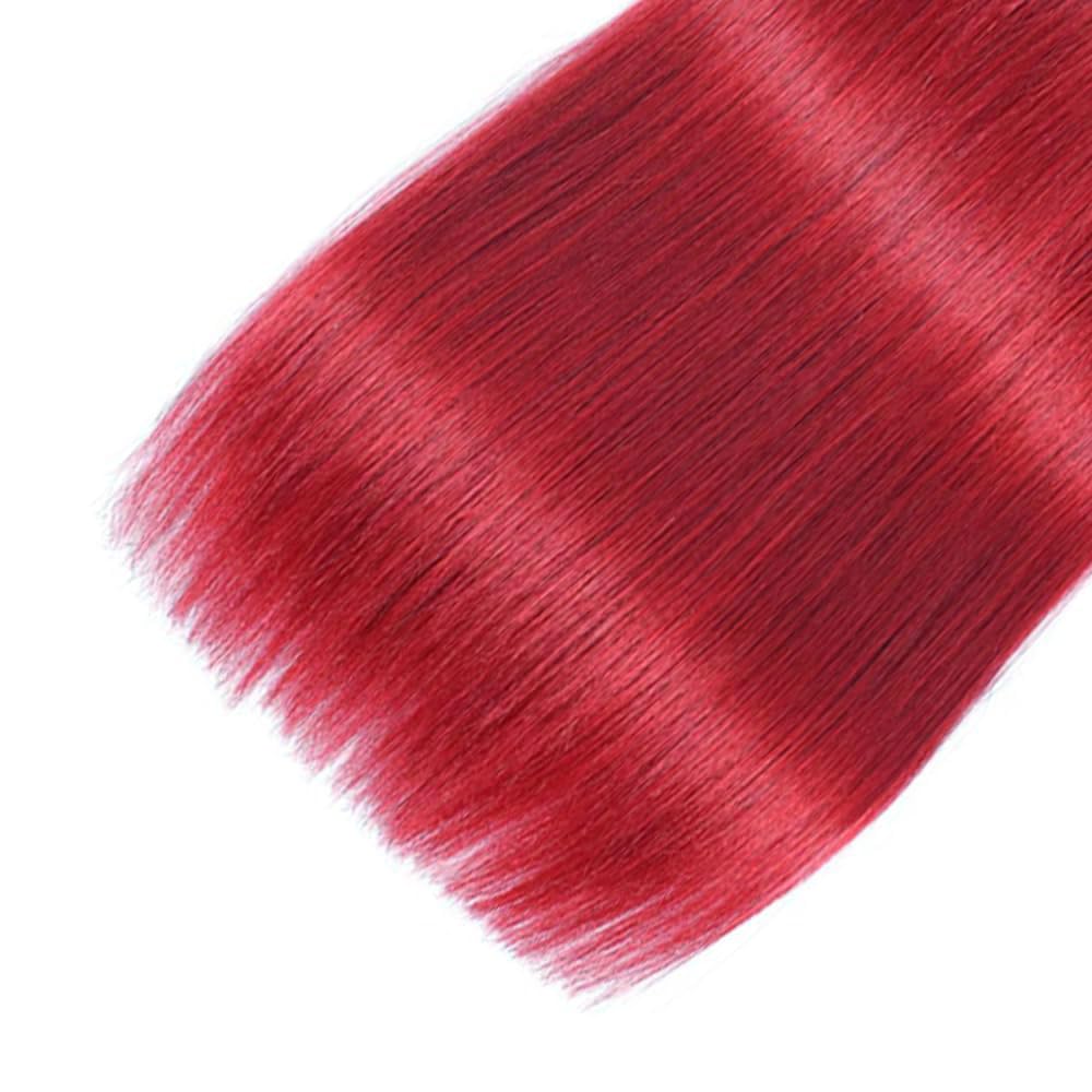Yuksoocosh Ombre 1B/Red Straight Human Hair Bundles Two Tone Black and Fire Red 10 12 14 inch Double Weft Brazilian Hair Extensions Silky Soft for Black Women