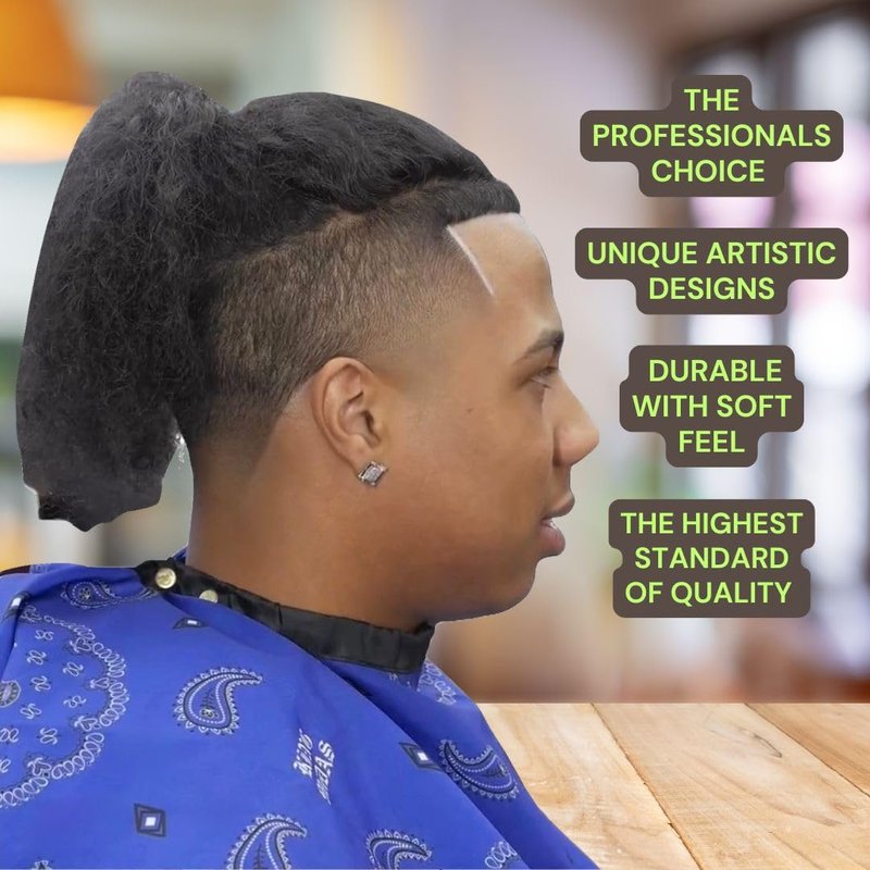 King Midas Barber Hair Cutting Cape for Men & Women - Adjustable Neck Hair Cape for Haircuts with Snap Button, Bandana Barber Cape - Paisley – Blue