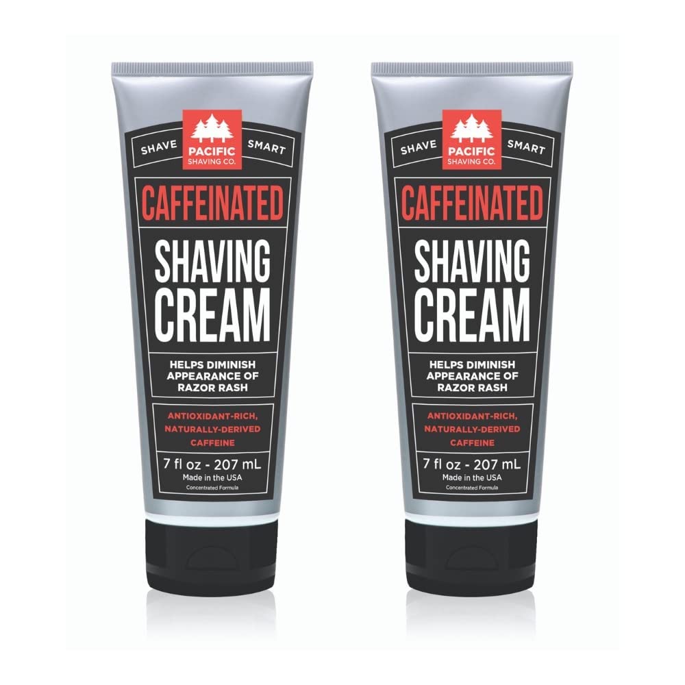 Pacific Shaving Company Men's Caffeinated Shaving Cream, 7 Oz (2 Pack)