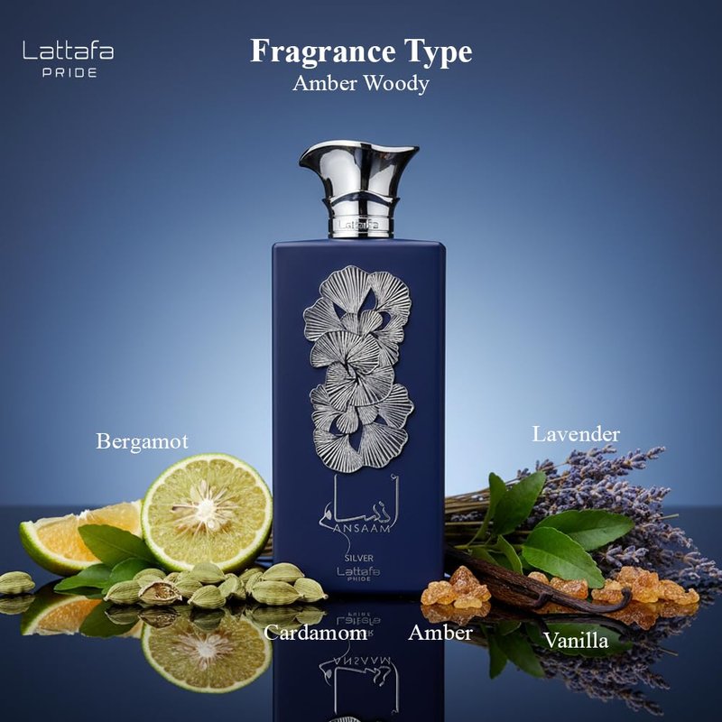 Lattafa Ansaam Silver Eau De Parfum Spray - Unisex Fragrance | 3.4 Ounce