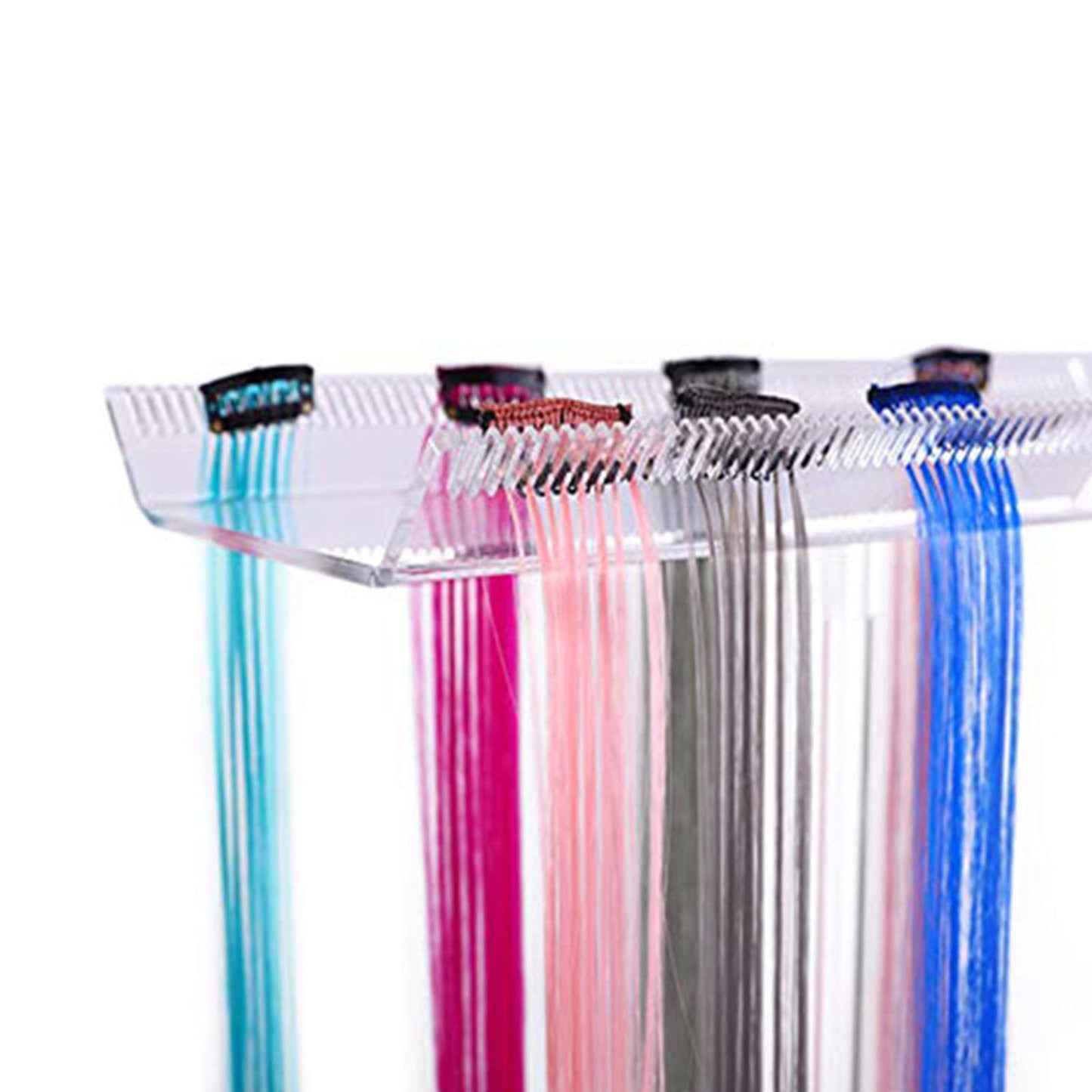 Zetiling Acrylic Hair Extension Holder Double Sided Transparent Hair Rack Stand for Wigs, Adjustable Height Braiding Hair Separator Organizer, Large Capacity, Wall Mounted Installation