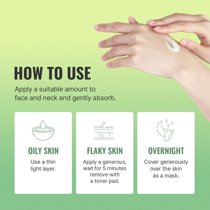 TOVEGAN Green Glow Up Cream｜Moisturizing Water-Soothing Texture｜After-Sun Calming Care｜Centella Asiatica 1.69 fl.oz