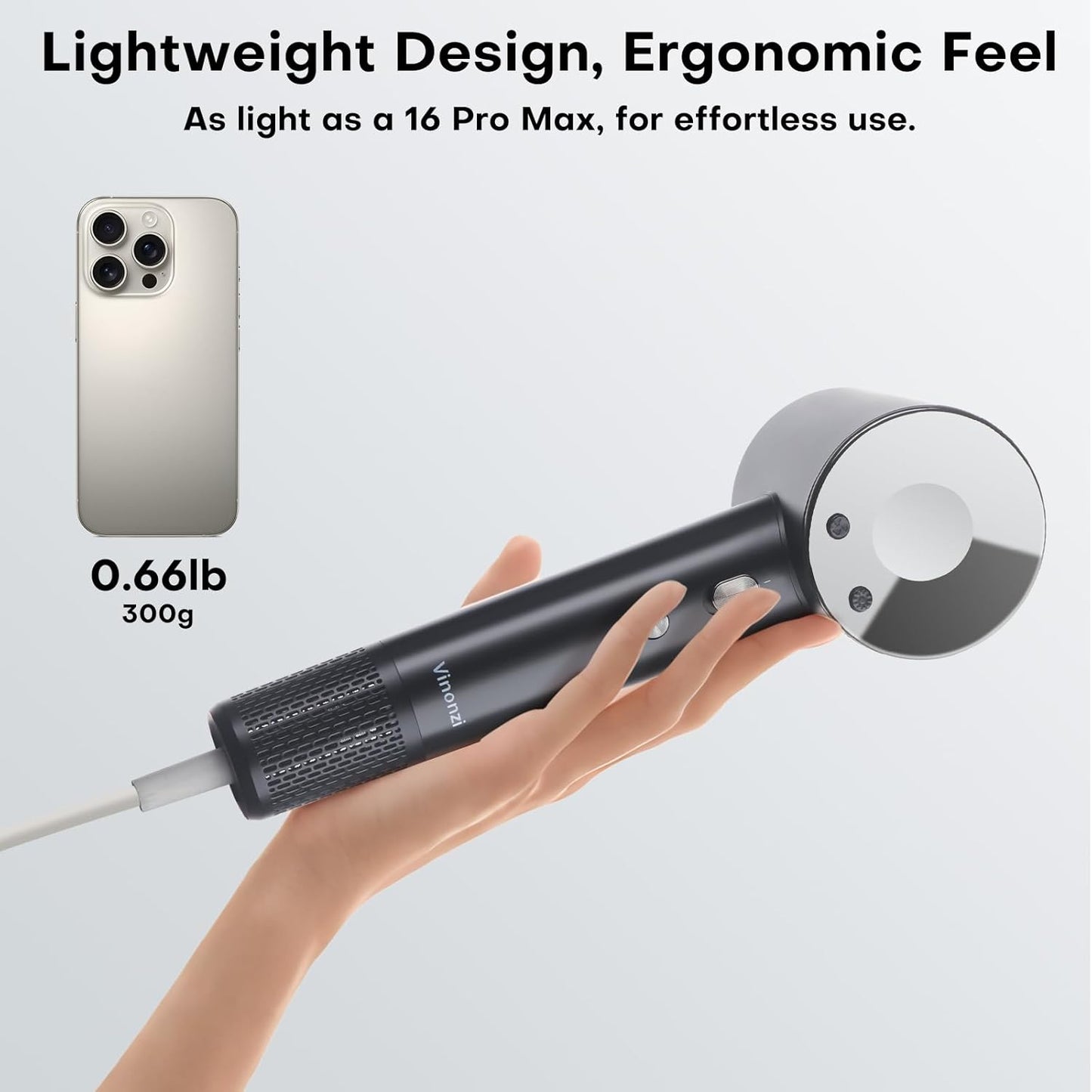 High-Speed Ionic Hair Dryer - 110,000RPM Brushless Motor for 5X Faster Drying | Lightweight & Quiet Design