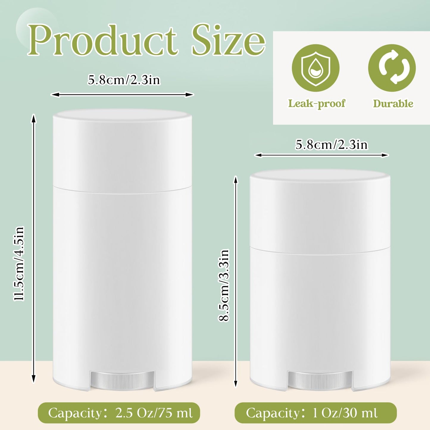 Teenyyou 50 Pack White Empty Deodorant Containers, 30ml/1oz, Bottom Filling, Refillable Deodorant Tubes Lipstick Balm Tubes Twisted, Plastic Oval for Homemade DIY Aromatherapy, Balm, Lotion