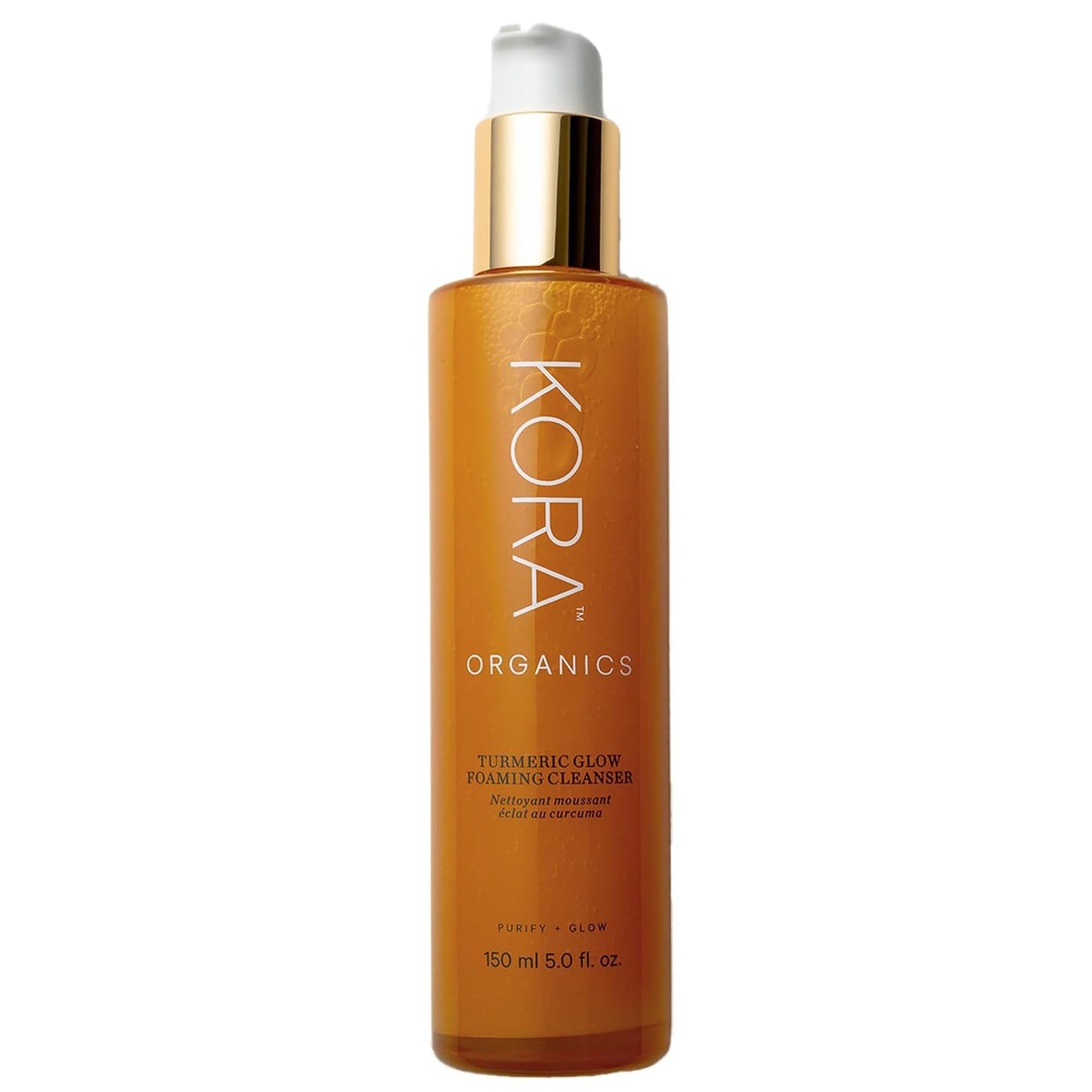 KORA Organics Turmeric Glow Foaming Facial Cleanser, Gentle Non-Drying Turmeric Face Wash with Aloe Vera & Noni Fruit Extract for Radiant Looking Skin, Cruelty Free Gel Cleanser, 5.0 fl oz, 150 ml