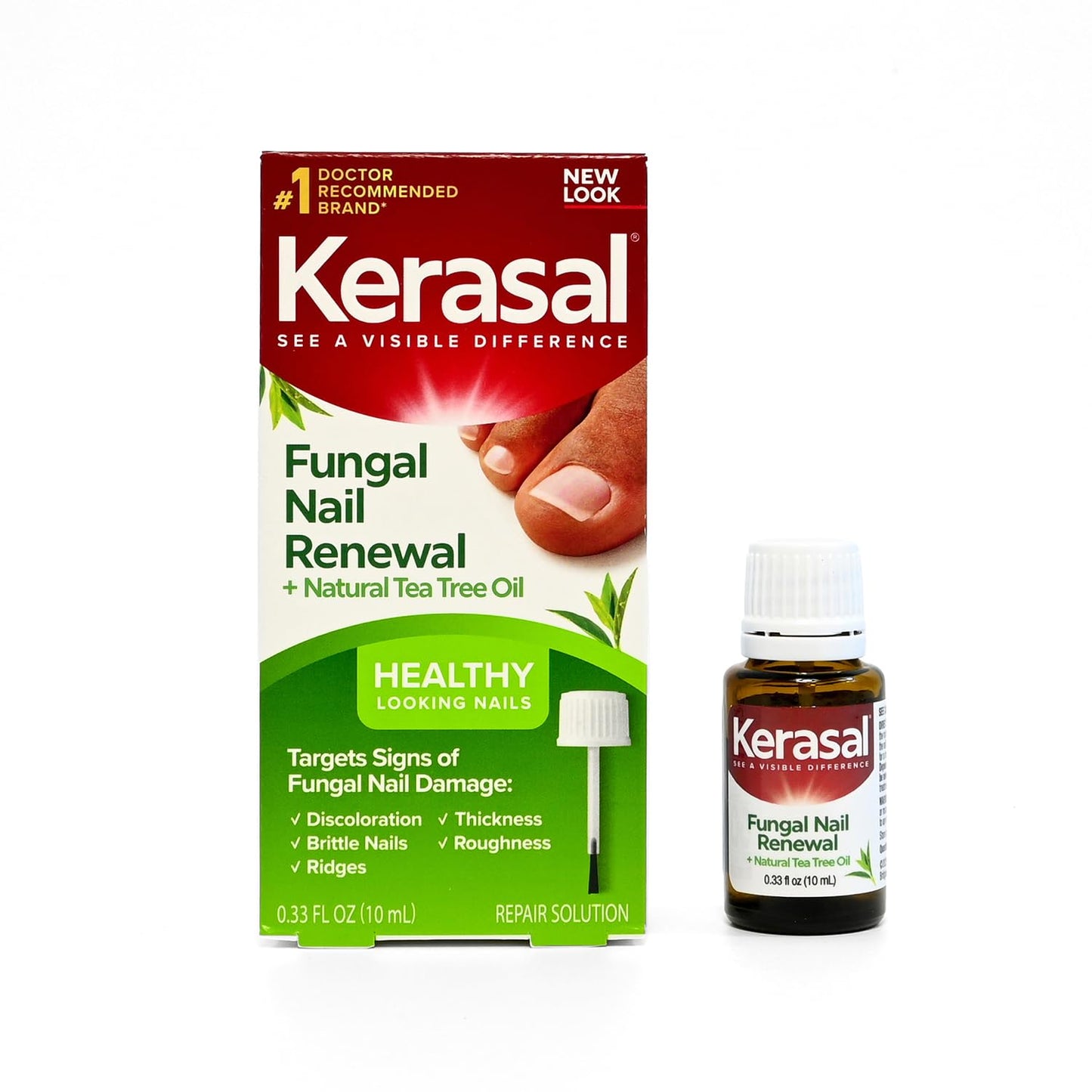 Kerasal Renewal Nail Repair Solution with Tea Tree Oil for Discolored and Damaged Nails, 0.33 Oz (Pack of 1)