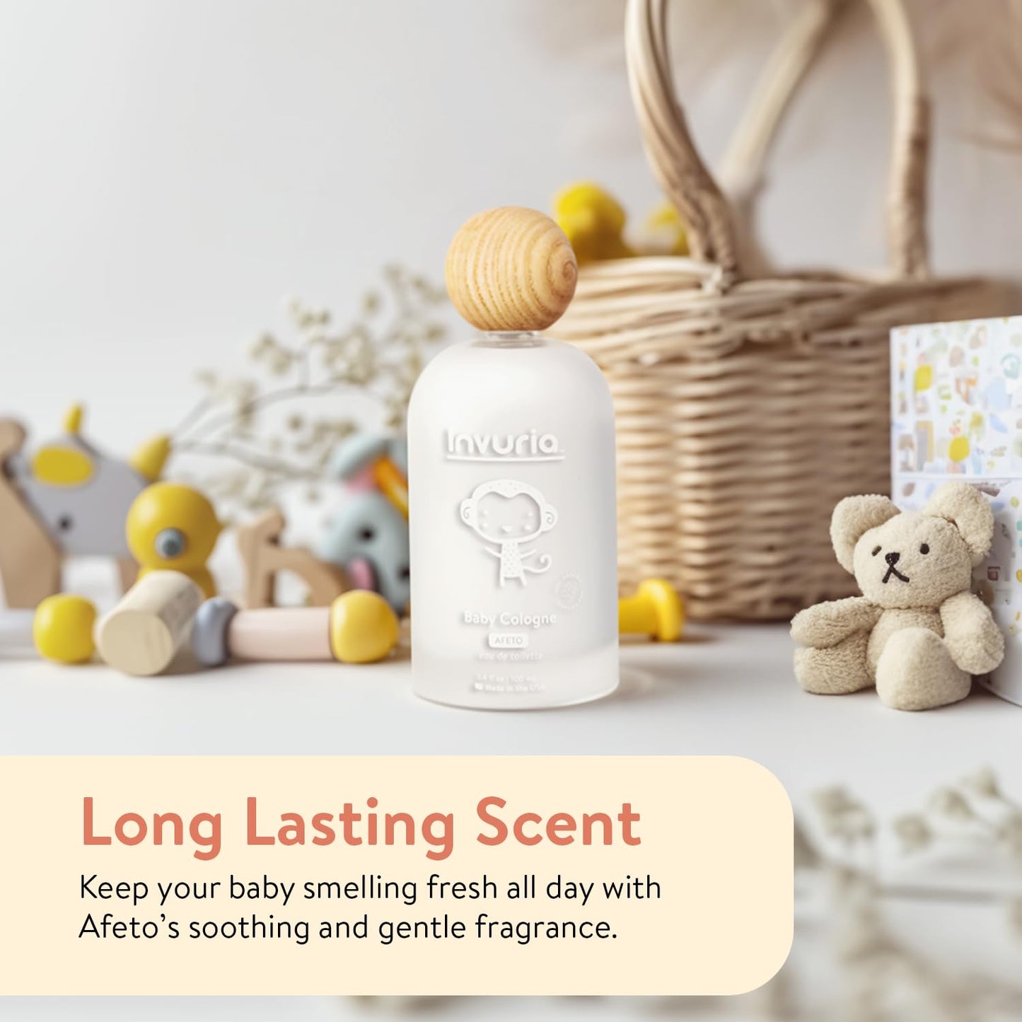 Invuria Afeto Baby Cologne | Alcohol-Free Baby Perfume for Boys & Girls | Gentle Baby Fragrance | Made In USA | Colonia Para Bebés | 3.4 oz | 100 mL