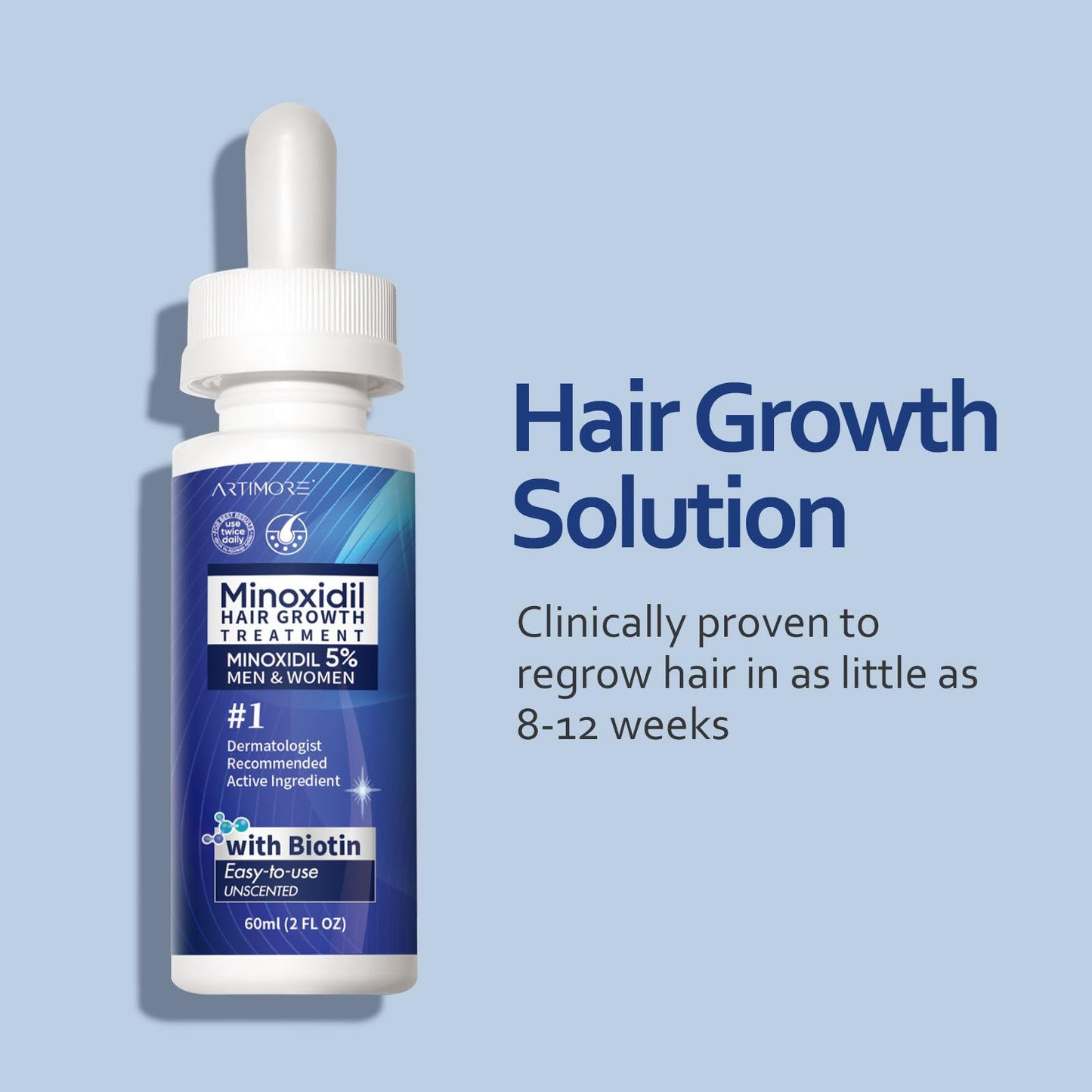 5% Minoxidil Hair Growth Serum for Men & Women with Biotin: Minoxidil for Men and Women, 5 Percent, Hair Regrowth Treatment, Extra Strength